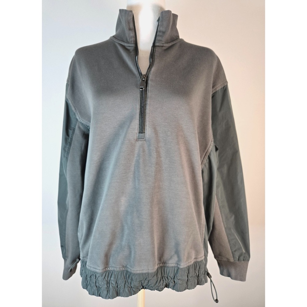 Athleta Womens Half‎ Zip Sweatshirt Green Hybrid Triumph Cinch Waist Pullover S